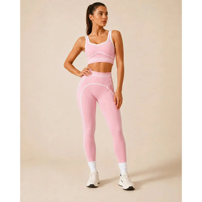 Women'S Fashion Versatile High-Waisted Yoga Pants Set, Gym Training Workout Clothes, Outdoor Sports Tennis, Butt-Lifting Tight-Fitting.
