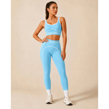 Women'S Fashion Versatile High-Waisted Yoga Pants Set, Gym Training Workout Clothes, Outdoor Sports Tennis, Butt-Lifting Tight-Fitting.