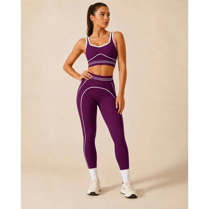 Women'S Fashion Versatile High-Waisted Yoga Pants Set, Gym Training Workout Clothes, Outdoor Sports Tennis, Butt-Lifting Tight-Fitting.